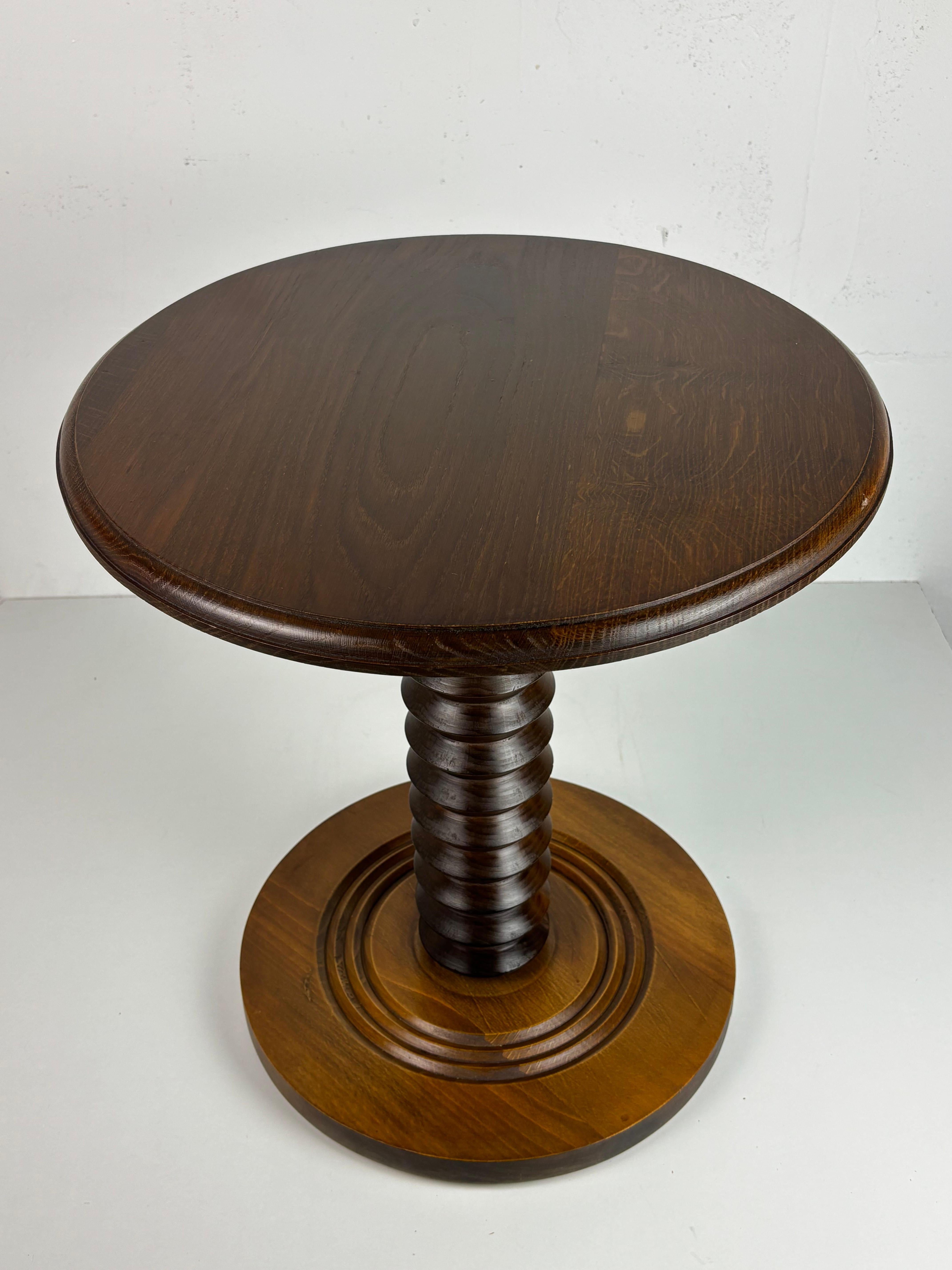 Brutalist French Wood Turned Wine Press Side Table, 1950s For Sale 2