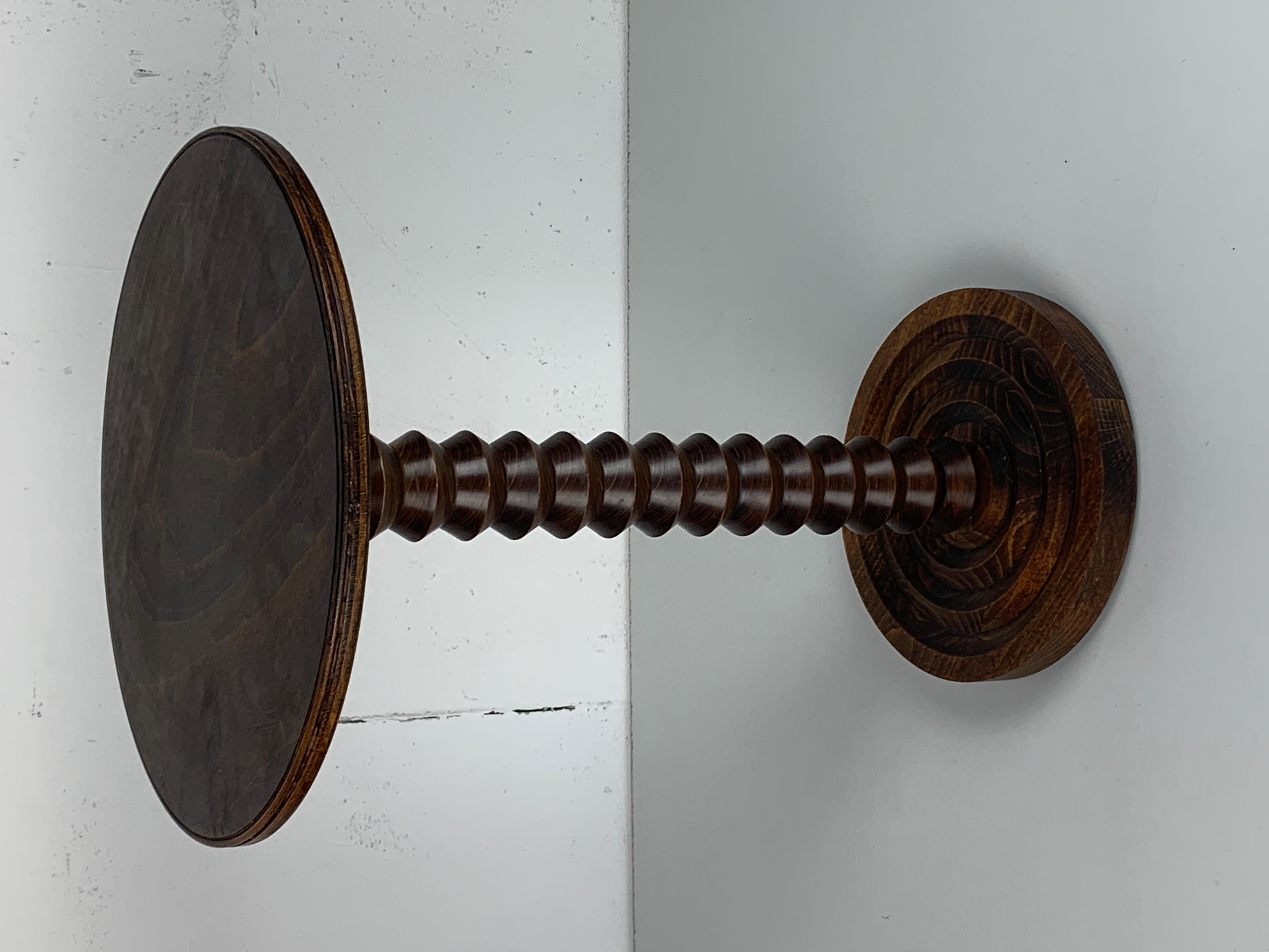 Brutalist French Wood Turned Wine Press Side Table, 1950s 3