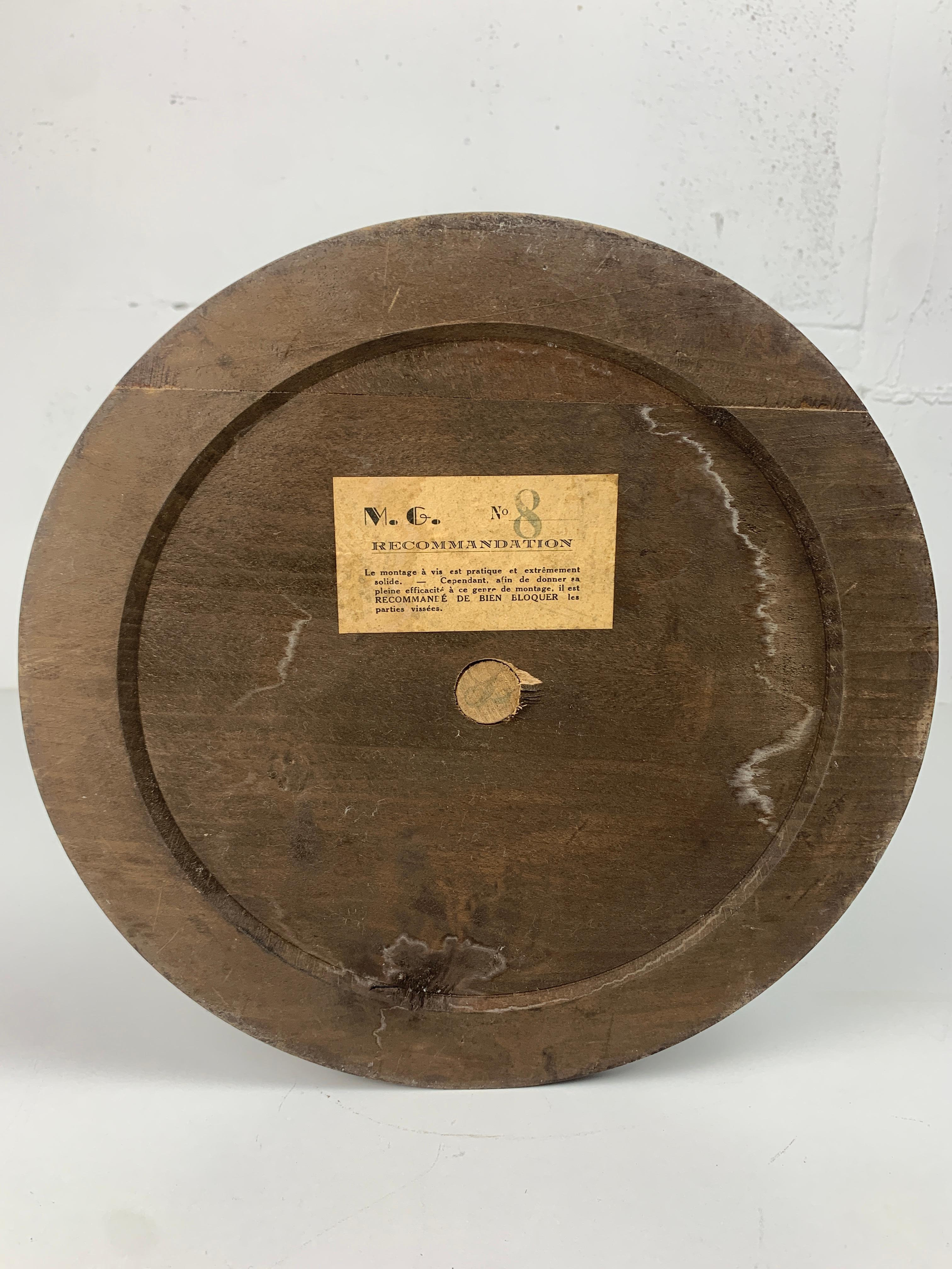 Mesa auxiliar Brutalista francesa de madera torneada para prensa de vino, años 50 1