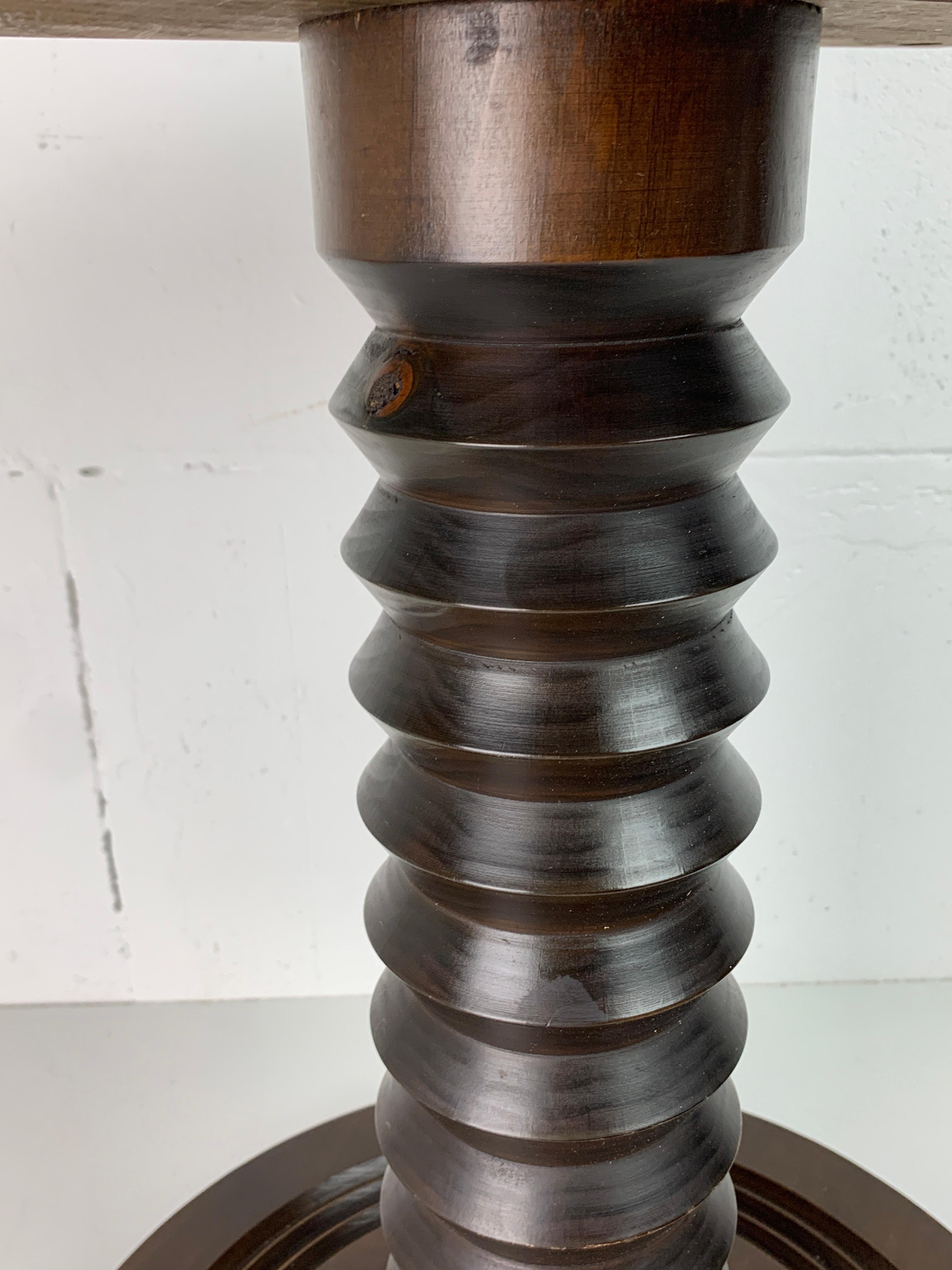 Brutalist French Wood Turned Wine Press Side Table, 1950s in vendita 1