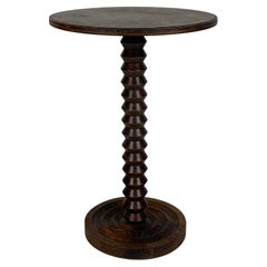 Brutalist French Wood Turned Wine Press Side Table, 1950s