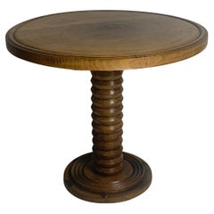 Brutalist French Wood Turned Wine Press Side Table, 1950s