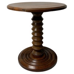 Brutalist French Wood Turned Wine Press Side Table, 1950s