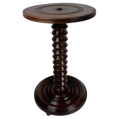Brutalist French Wood Turned Wine Press Side Table, 1950s