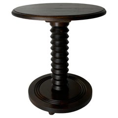 Brutalist French Wood Turned Wine Press Side Table, 1950s