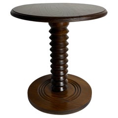 Brutalist French Wood Turned Wine Press Side Table, 1950s
