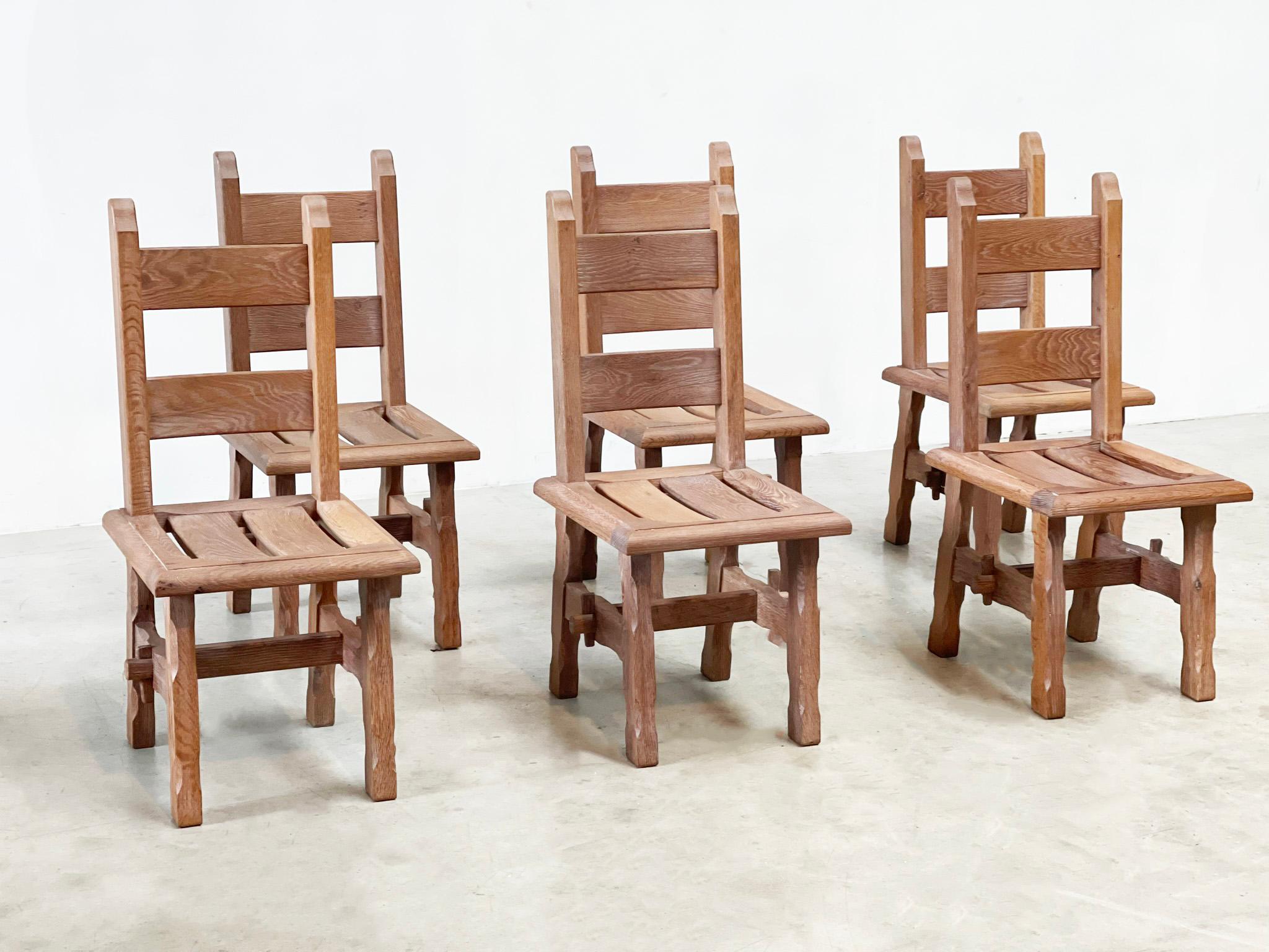 Brutalist french wooden chairs In Excellent Condition For Sale In Nijlen, VAN