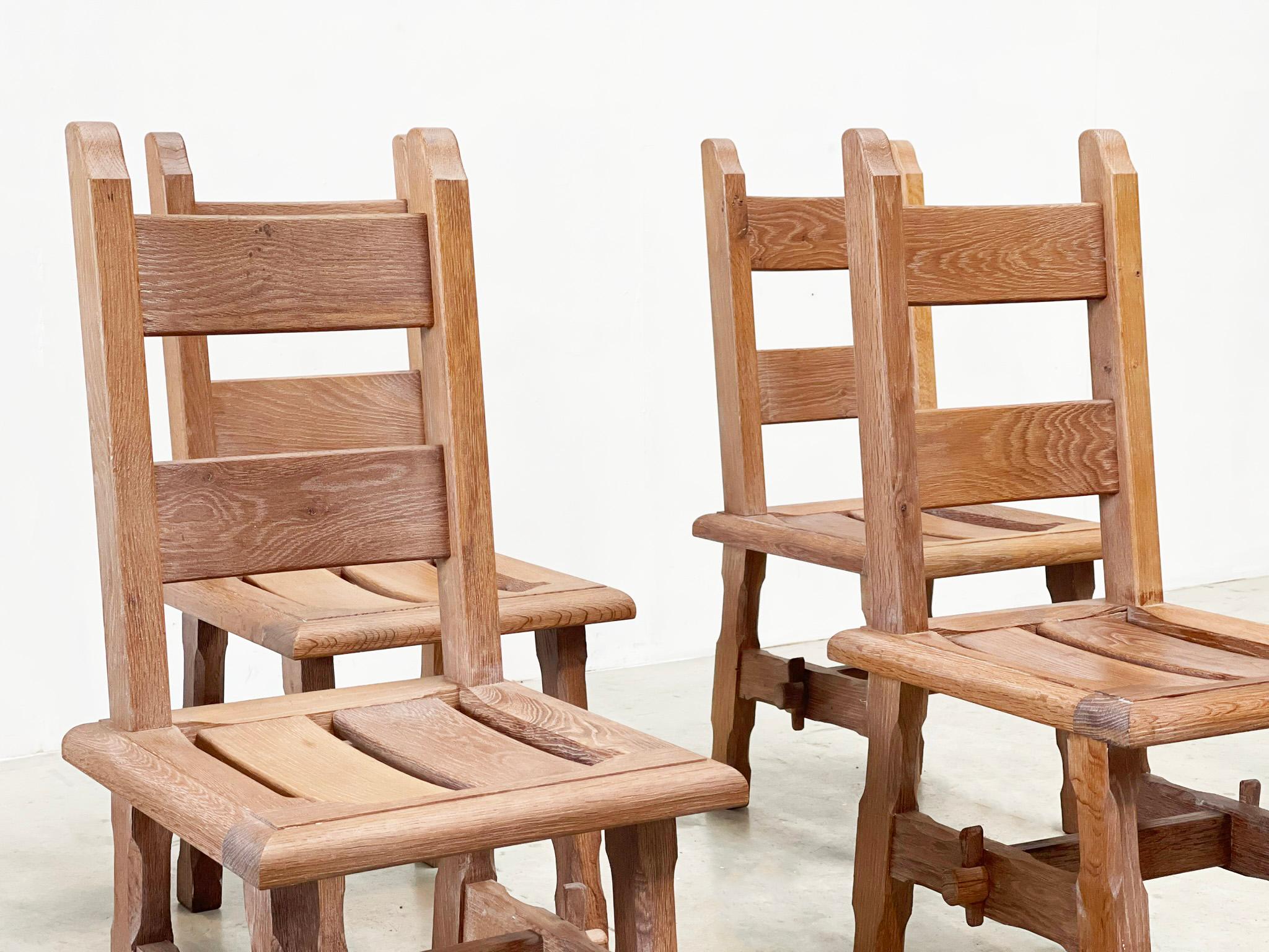 Brutalist french wooden chairs For Sale 1