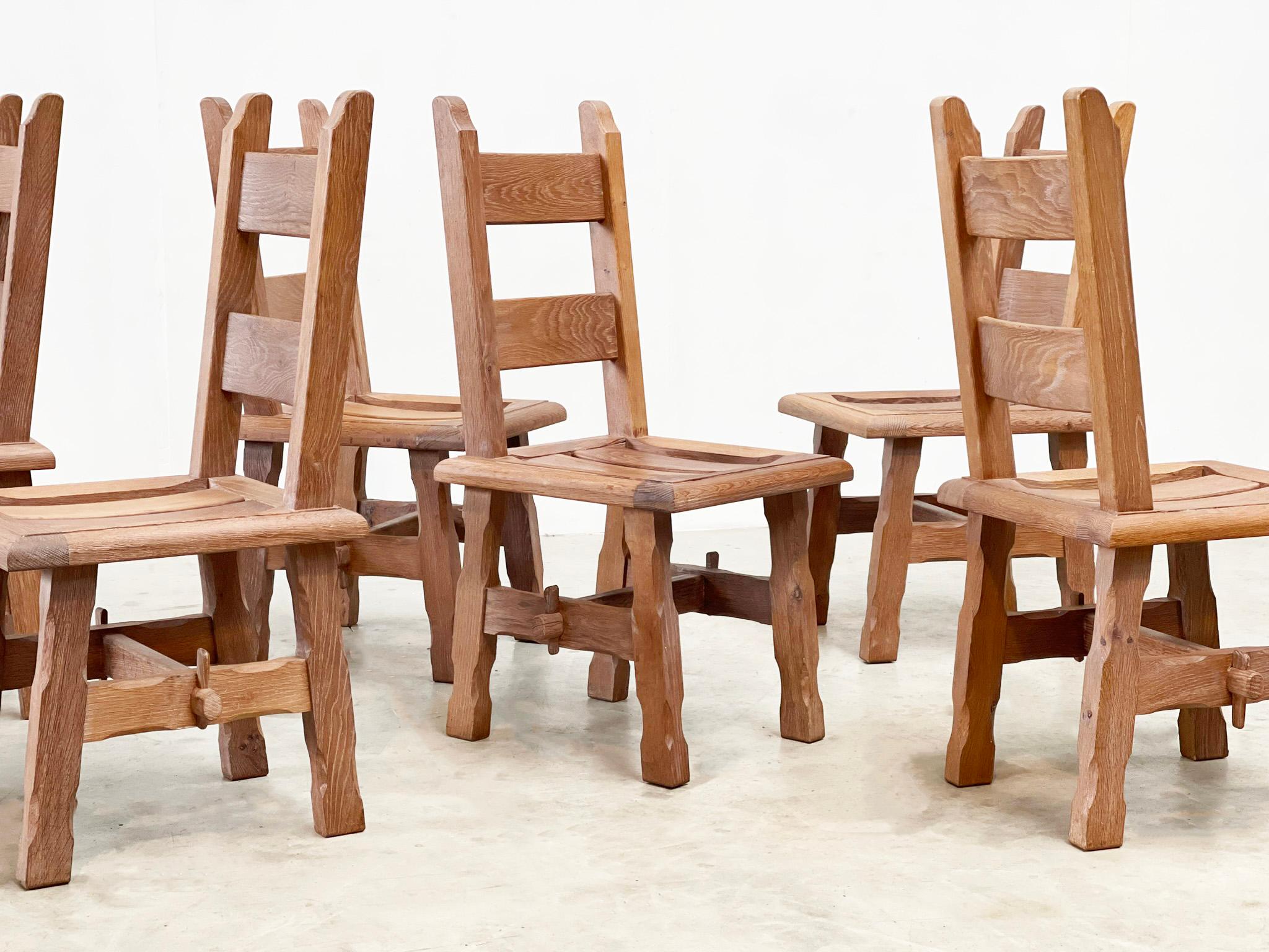 Brutalist french wooden chairs For Sale 2