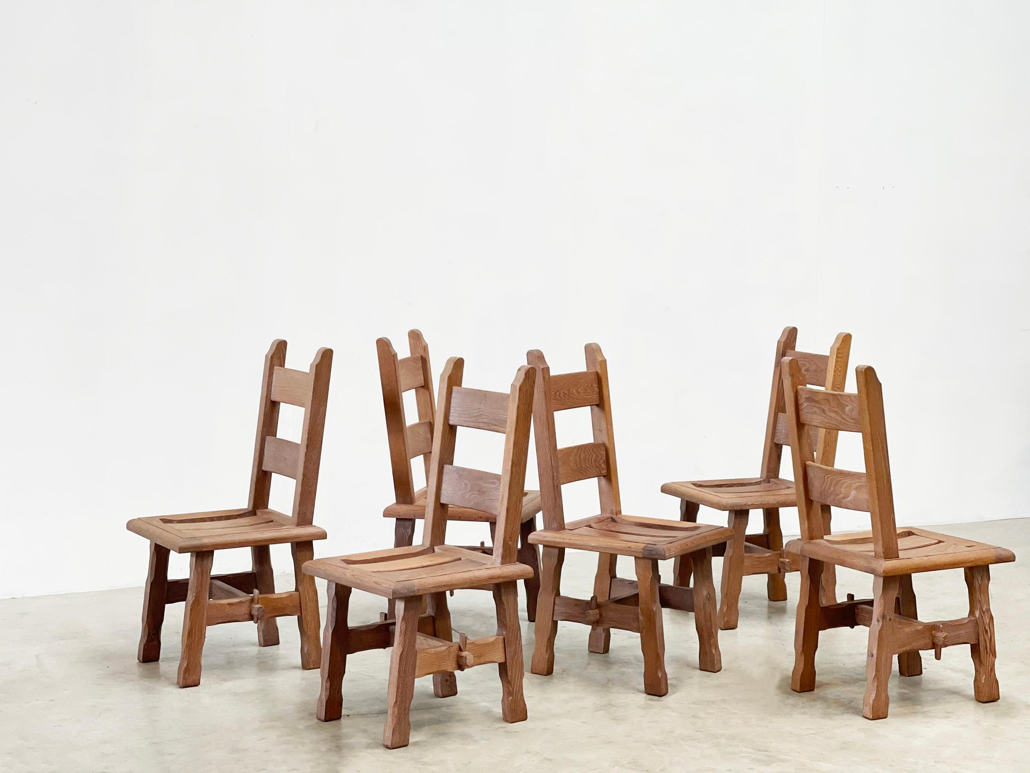 Brutalist french wooden chairs For Sale 3