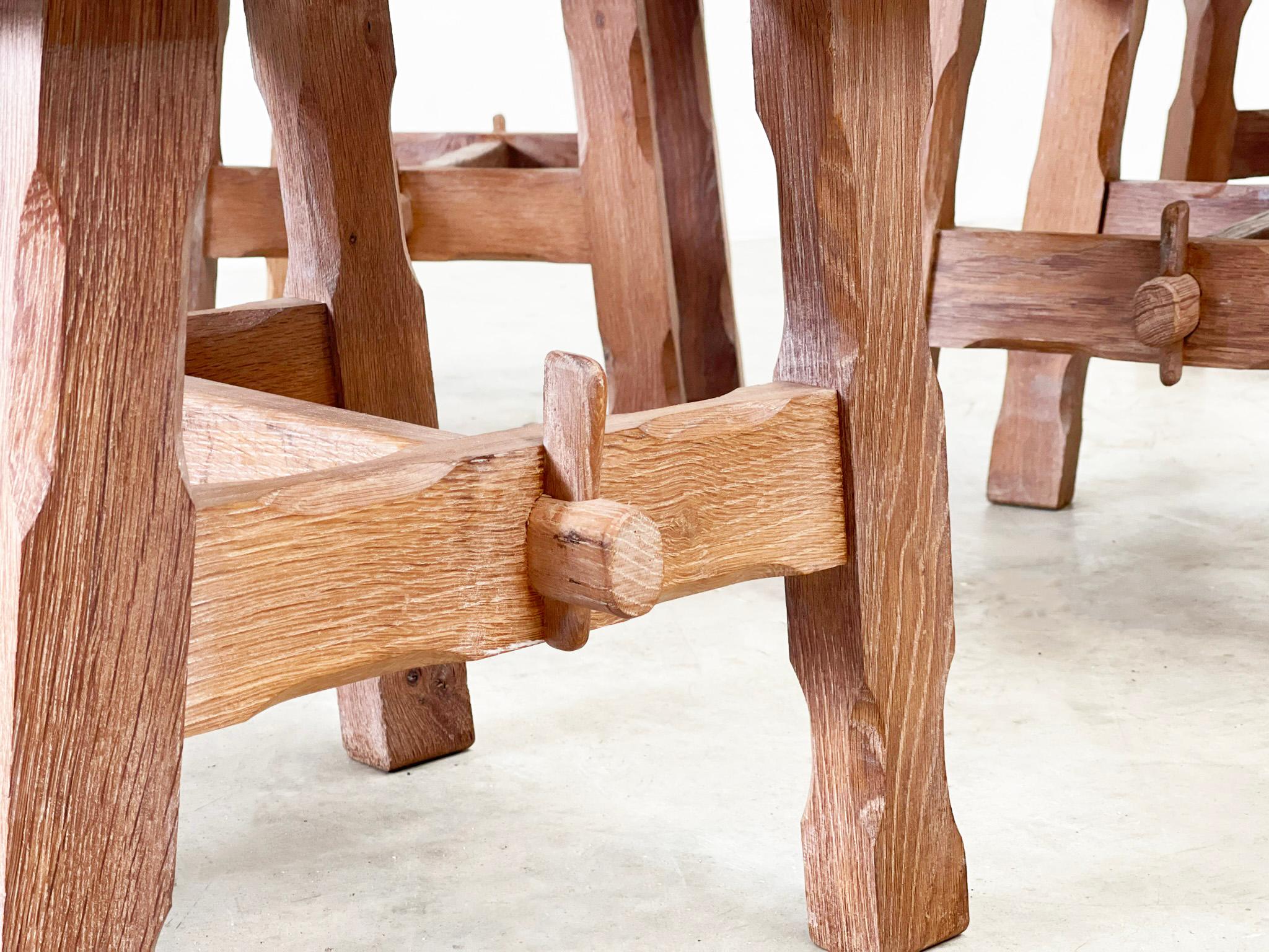 Brutalist french wooden chairs For Sale 4