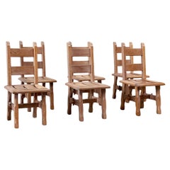 Retro Brutalist french wooden chairs