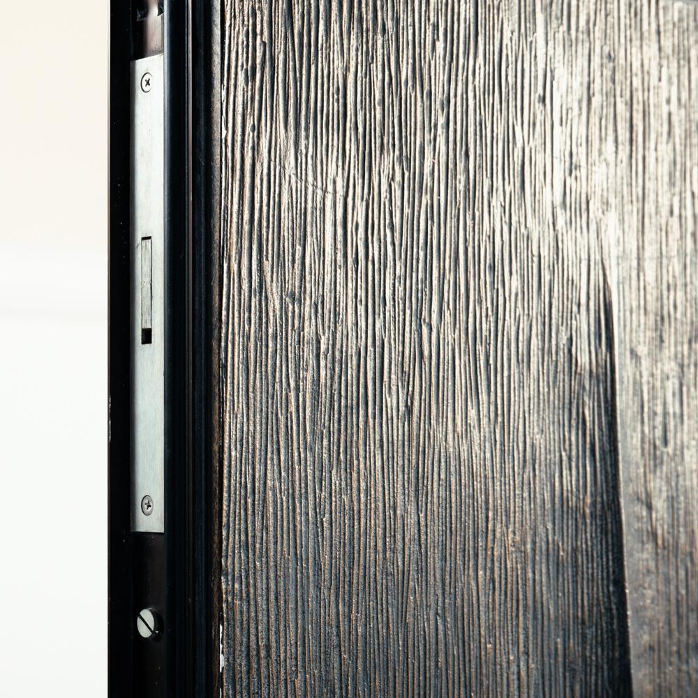 German Brutalist frontdoor aluminium bronzed sculptural door  For Sale