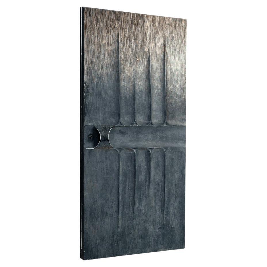 Brutalistische Haustür Aluminium bronziert skulpturale Tür 