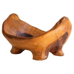 Brutalist Fruit Bowl in Olive Wood, France 1960s
