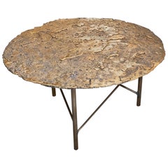 Brutalist Fusion/Brass Round Coffee Table, Italy, 2018