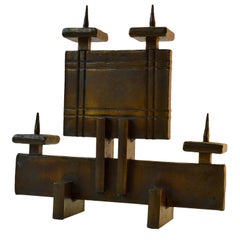 Brutalist Geometric Candelabra for Four Candles