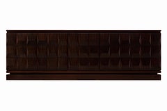 Brutalist Geometric Sculpted Solid Wood Sideboard, Belgium, 1970s