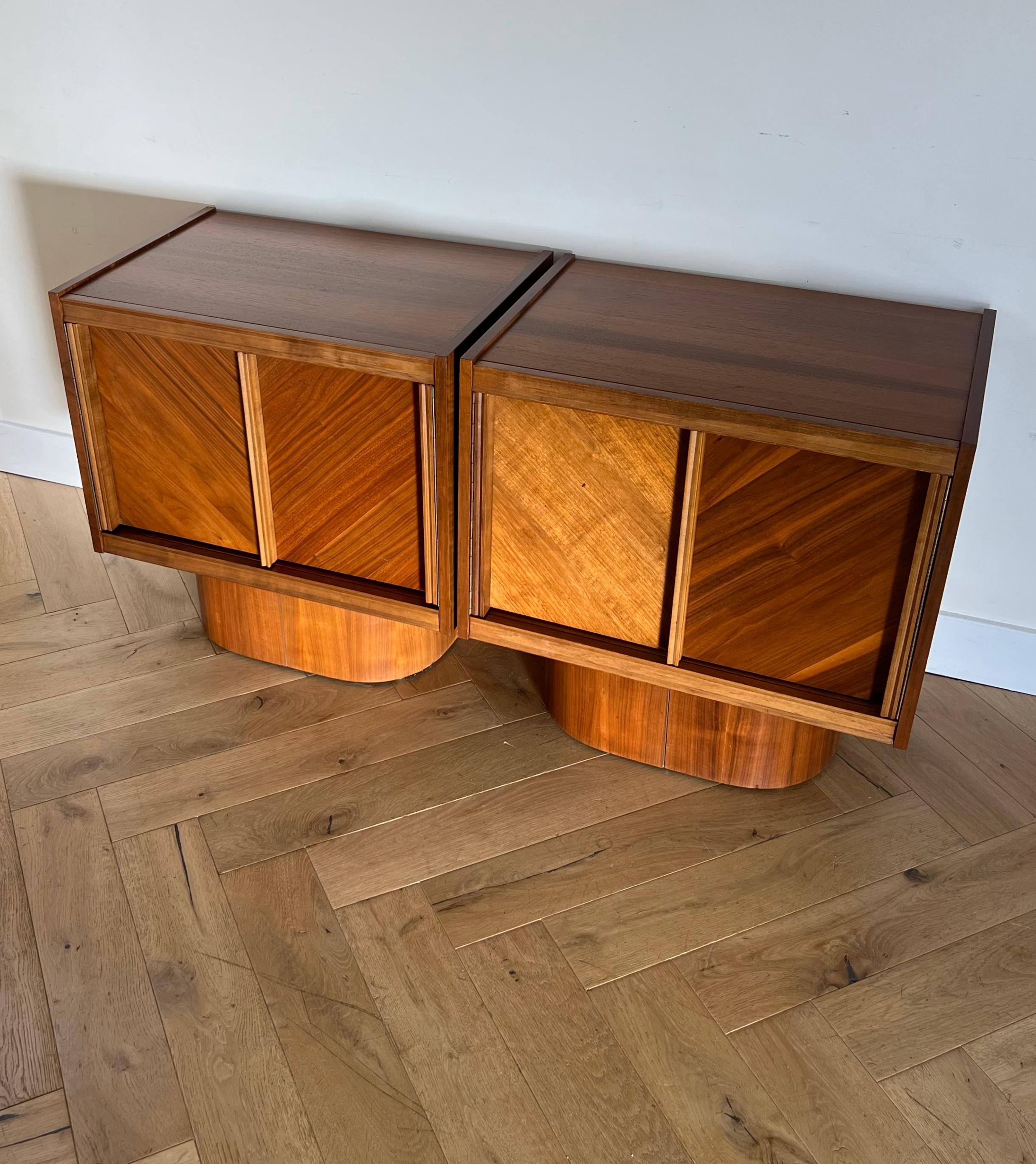 Hand-Crafted Brutalist Geometric Teak Nightstands by Tabago, 1970s