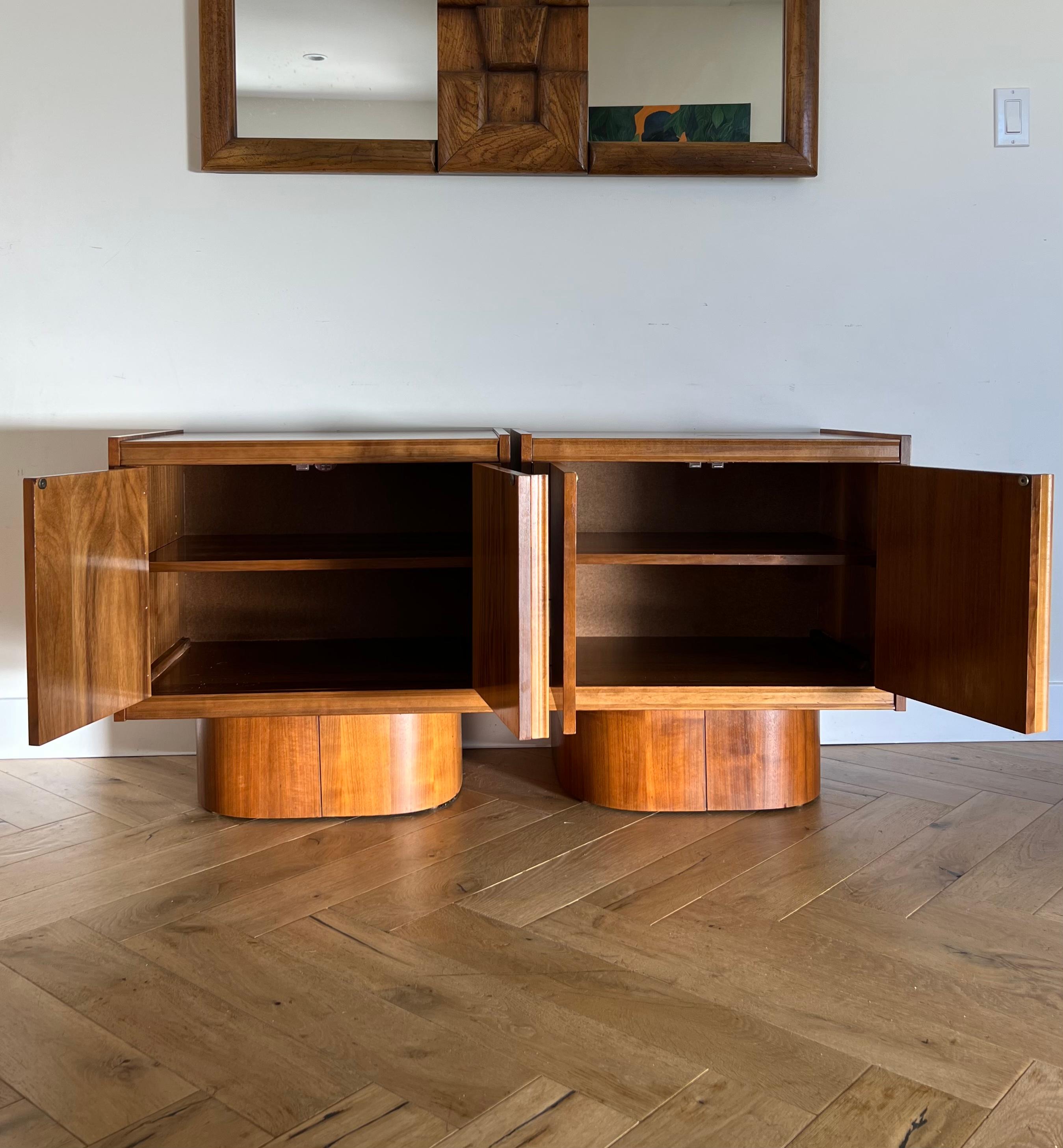 Brutalist Geometric Teak Nightstands by Tabago, 1970s In Good Condition In View Park, CA