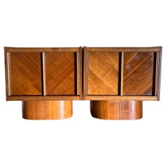 Brutalist Geometric Teak Nightstands by Tabago, 1970s