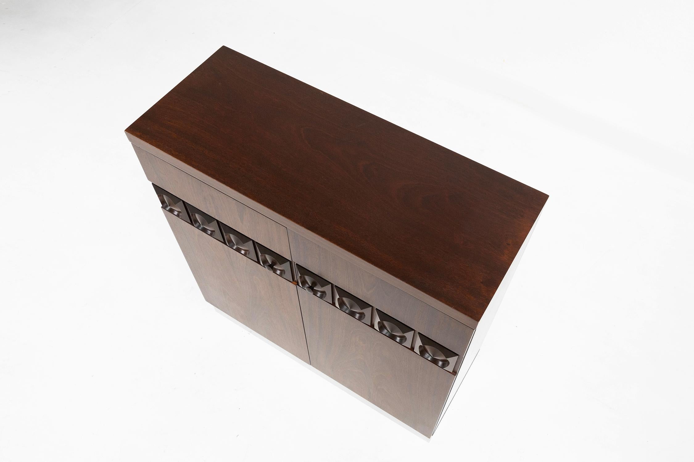 Brutalist geometrical seventies bar cabinet or high-board, Belgium For Sale 5