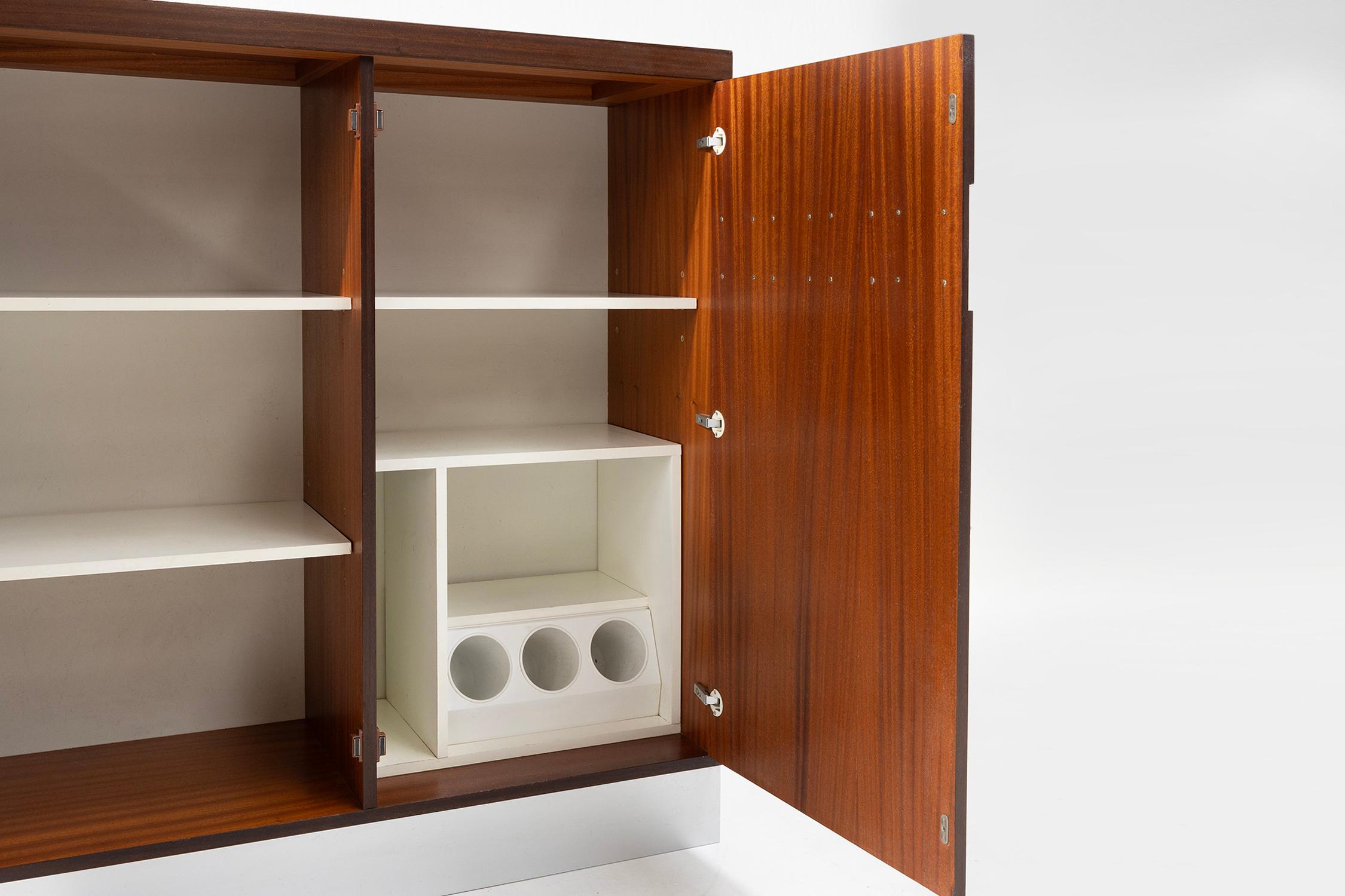 Belgian Brutalist geometrical seventies bar cabinet or high-board, Belgium For Sale