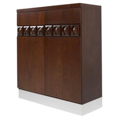 Meuble de bar ou high-board brutaliste et géométrique des années 70, Belgique