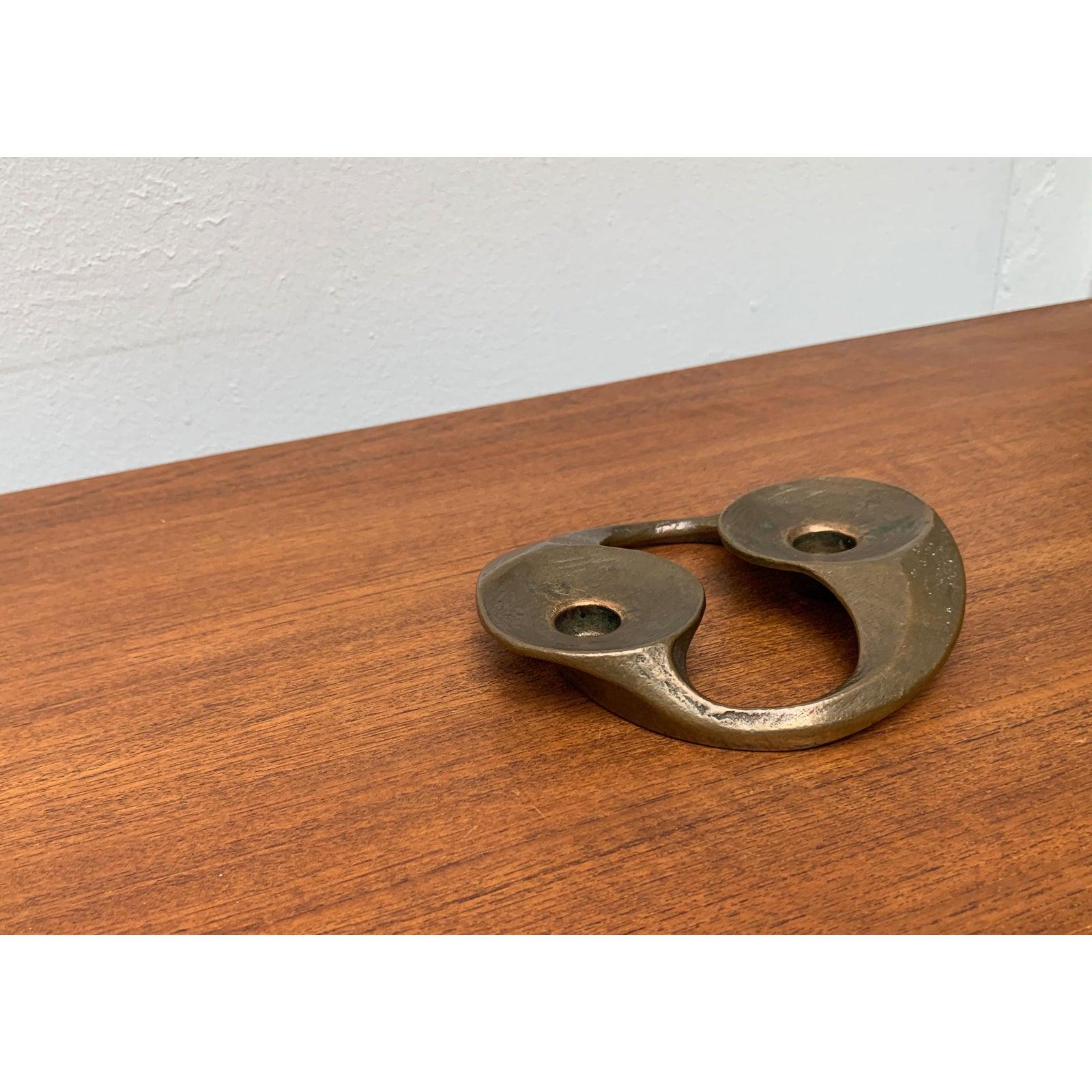 Brutalist German Bronze Candleholder from Harjes, 1960s For Sale 4