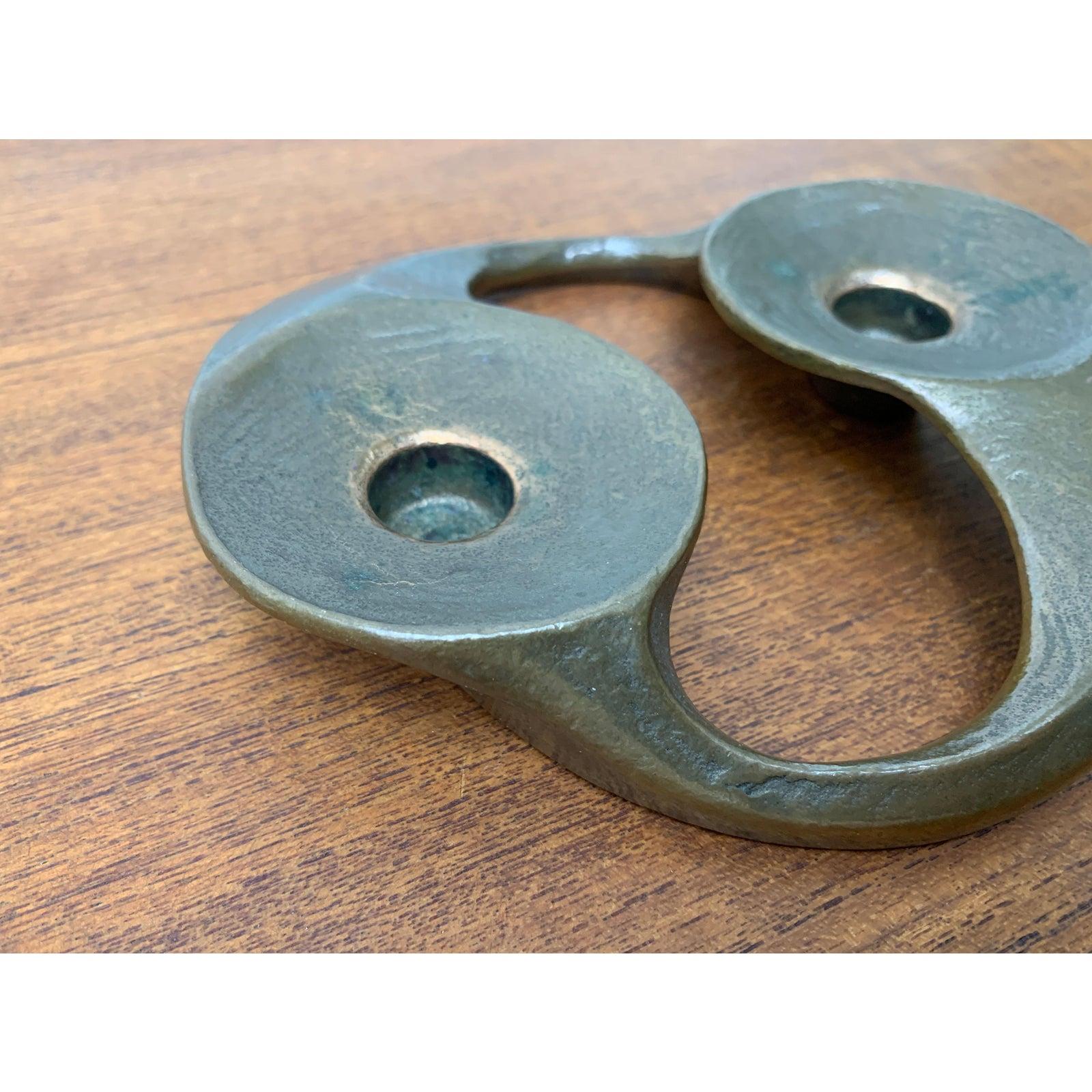 Brutalist German Bronze Candleholder from Harjes, 1960s In Excellent Condition For Sale In Hamburg, DE