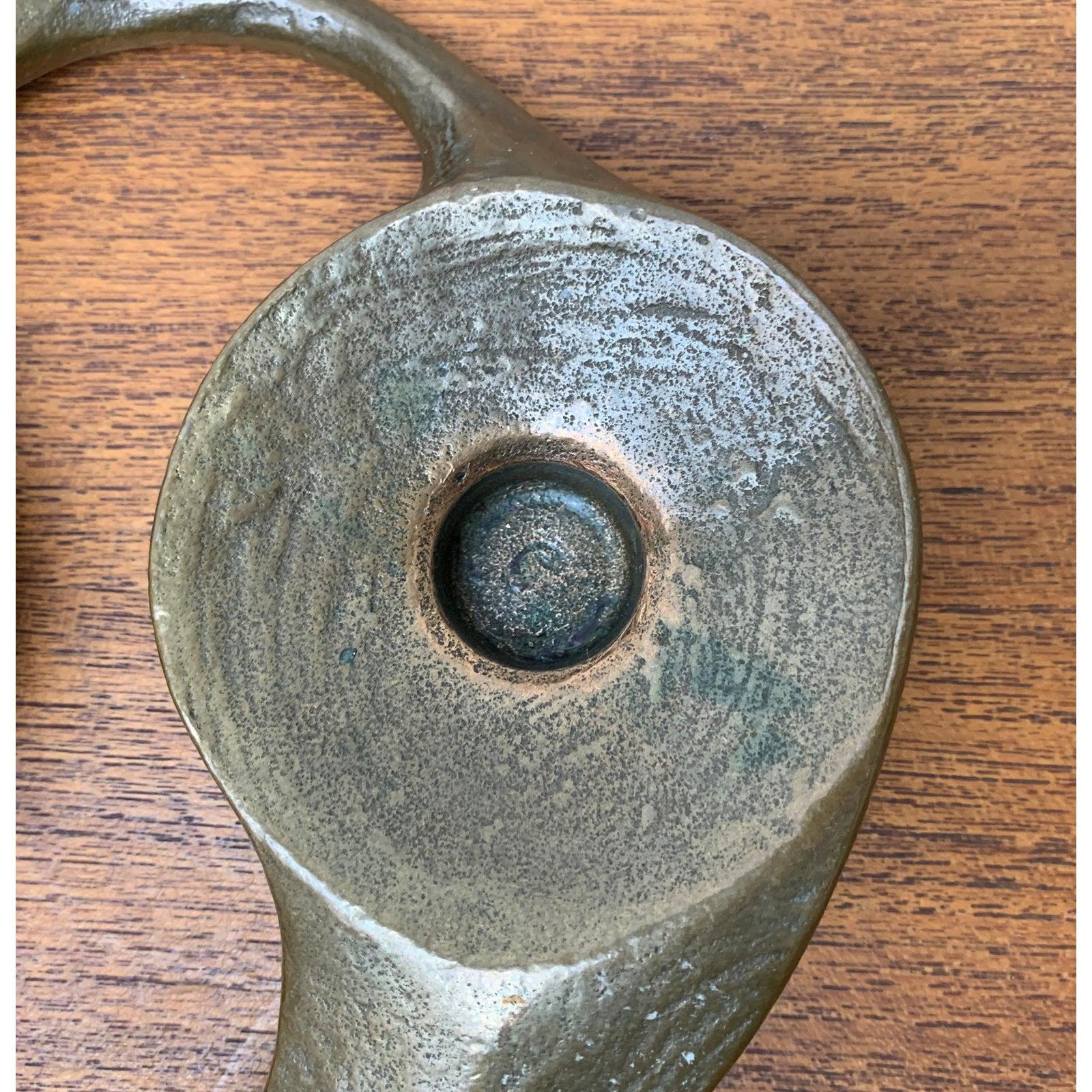 20th Century Brutalist German Bronze Candleholder from Harjes, 1960s For Sale