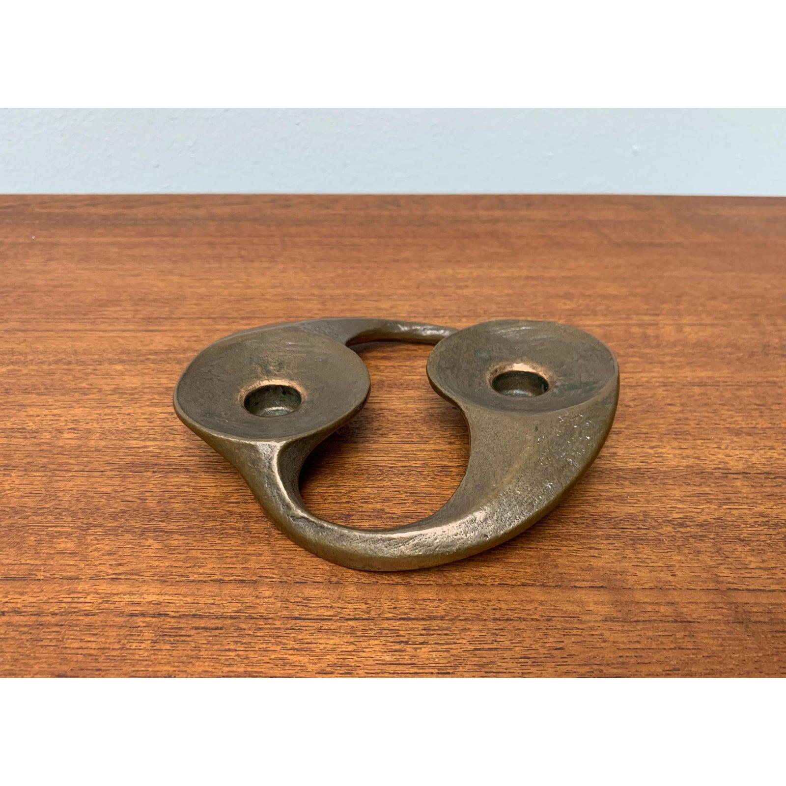 Metal Brutalist German Bronze Candleholder from Harjes, 1960s For Sale