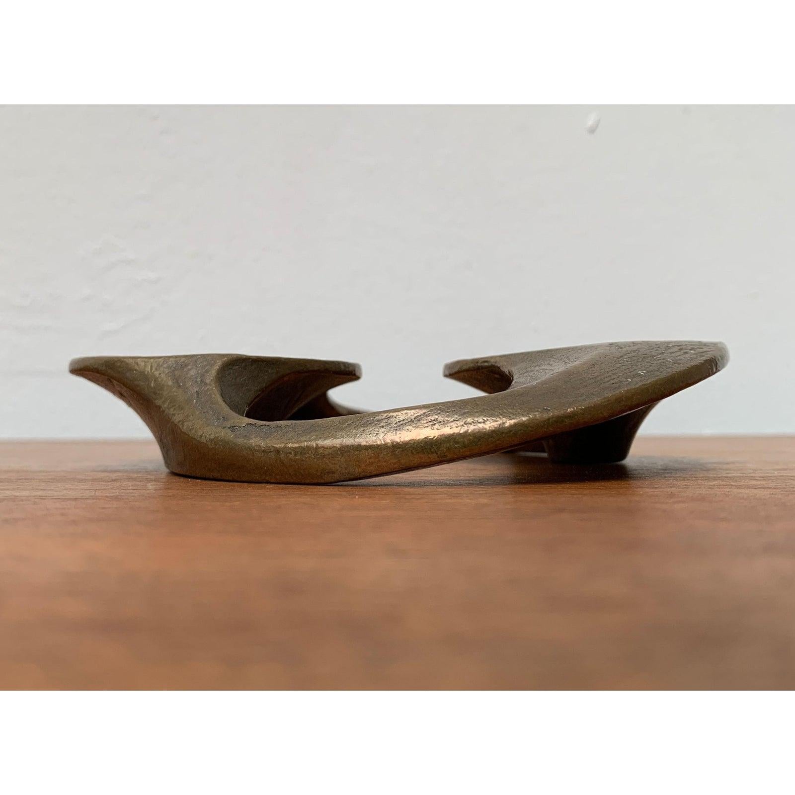 Brutalist German Bronze Candleholder from Harjes, 1960s For Sale 1
