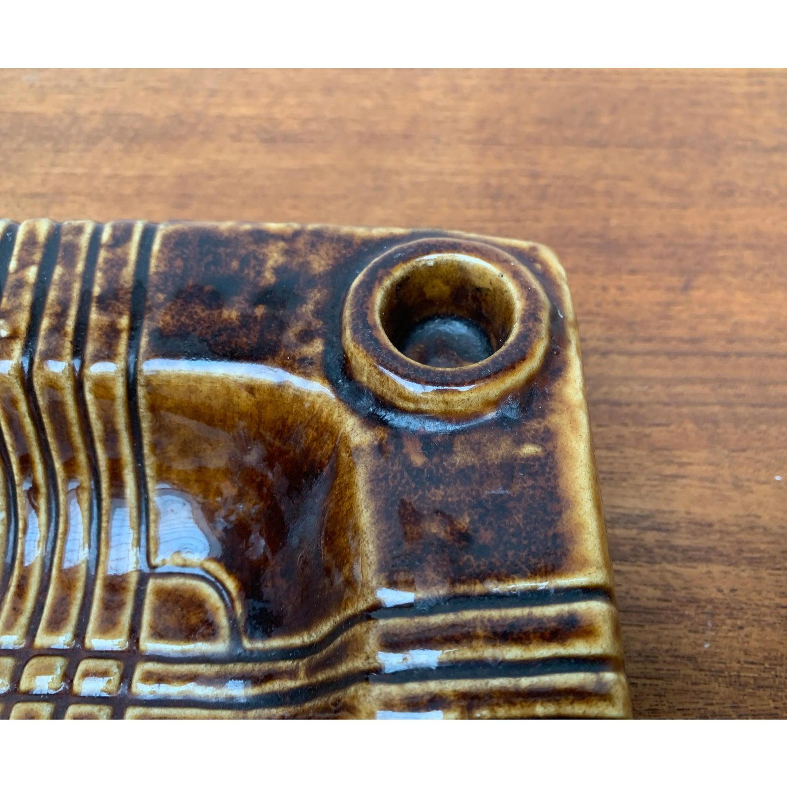 Brutalist German Ceramic Bowl and Candle Holder from Jasba For Sale 5