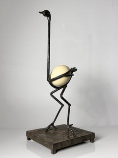 Brutalistische Giacometti-Stil abstrakte modernistische Straußenei-Skulptur circa 1970er Jahre
