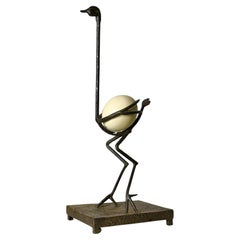 Brutalist Giacometti Style Abstract Modernist Ostrich Egg Sculpture circa 1970s