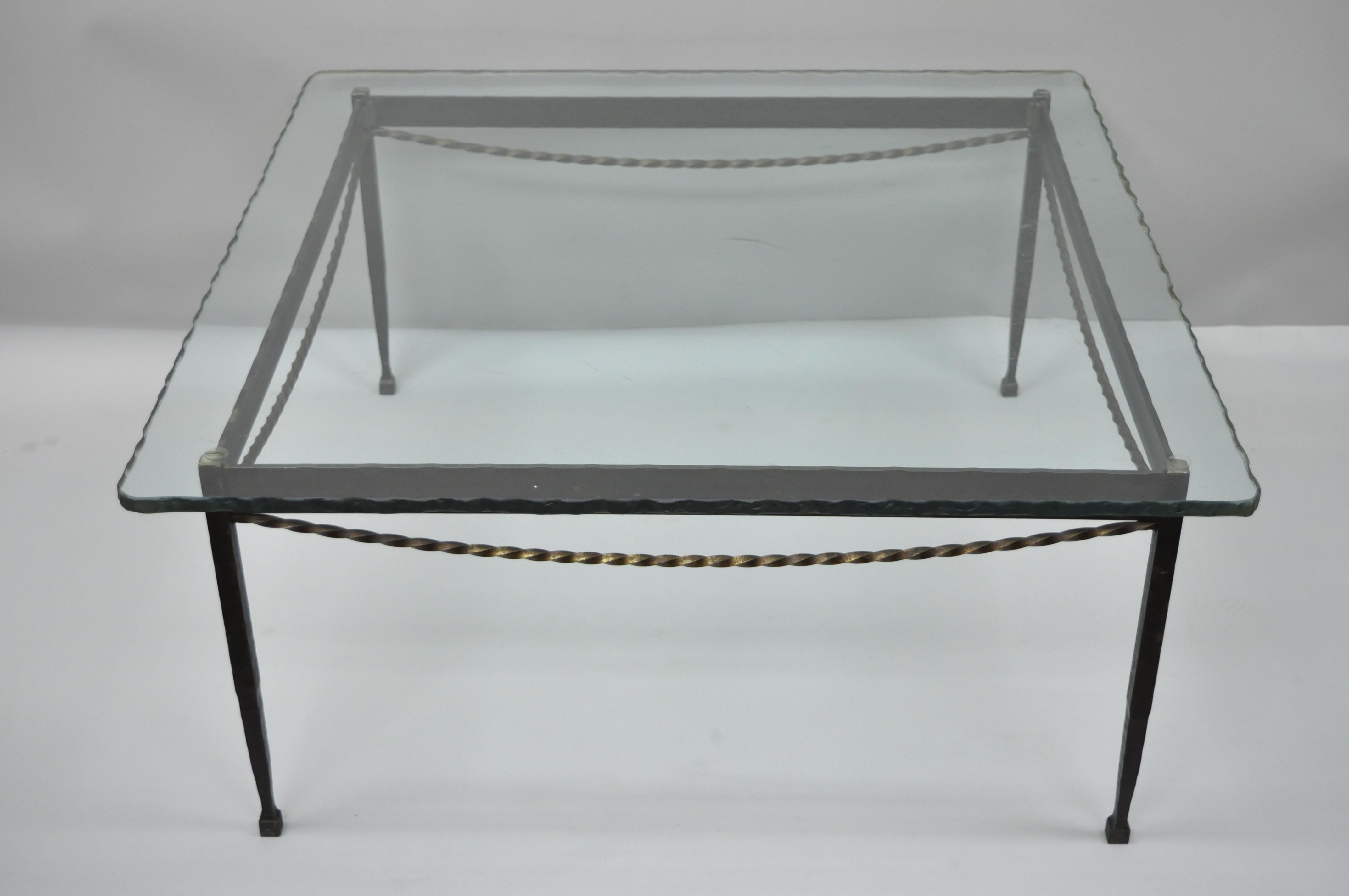iron and glass square coffee table
