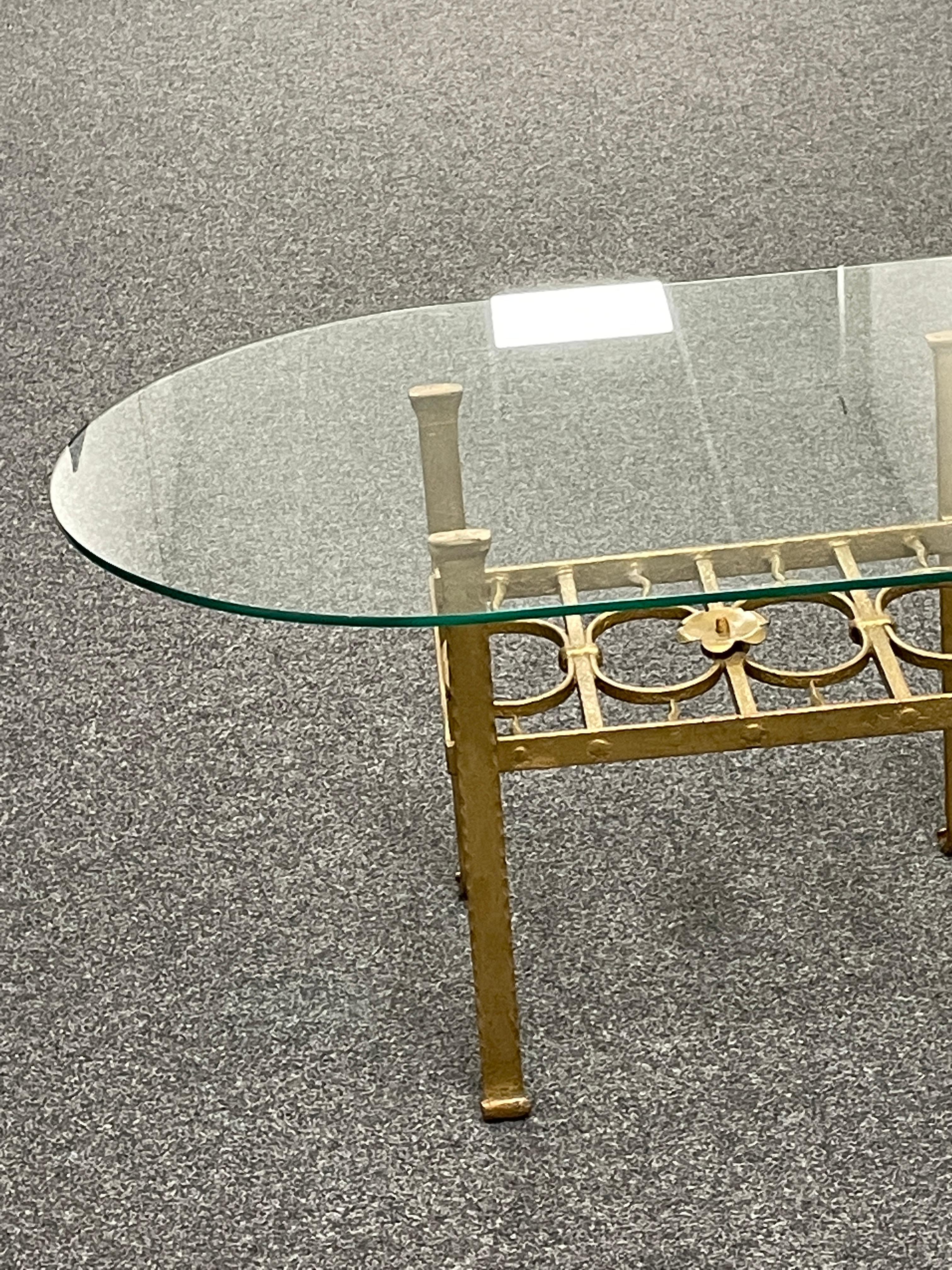 Brutalist Gilt Iron Coffee Table, Tole Toleware Style, German, 1960s For Sale 6