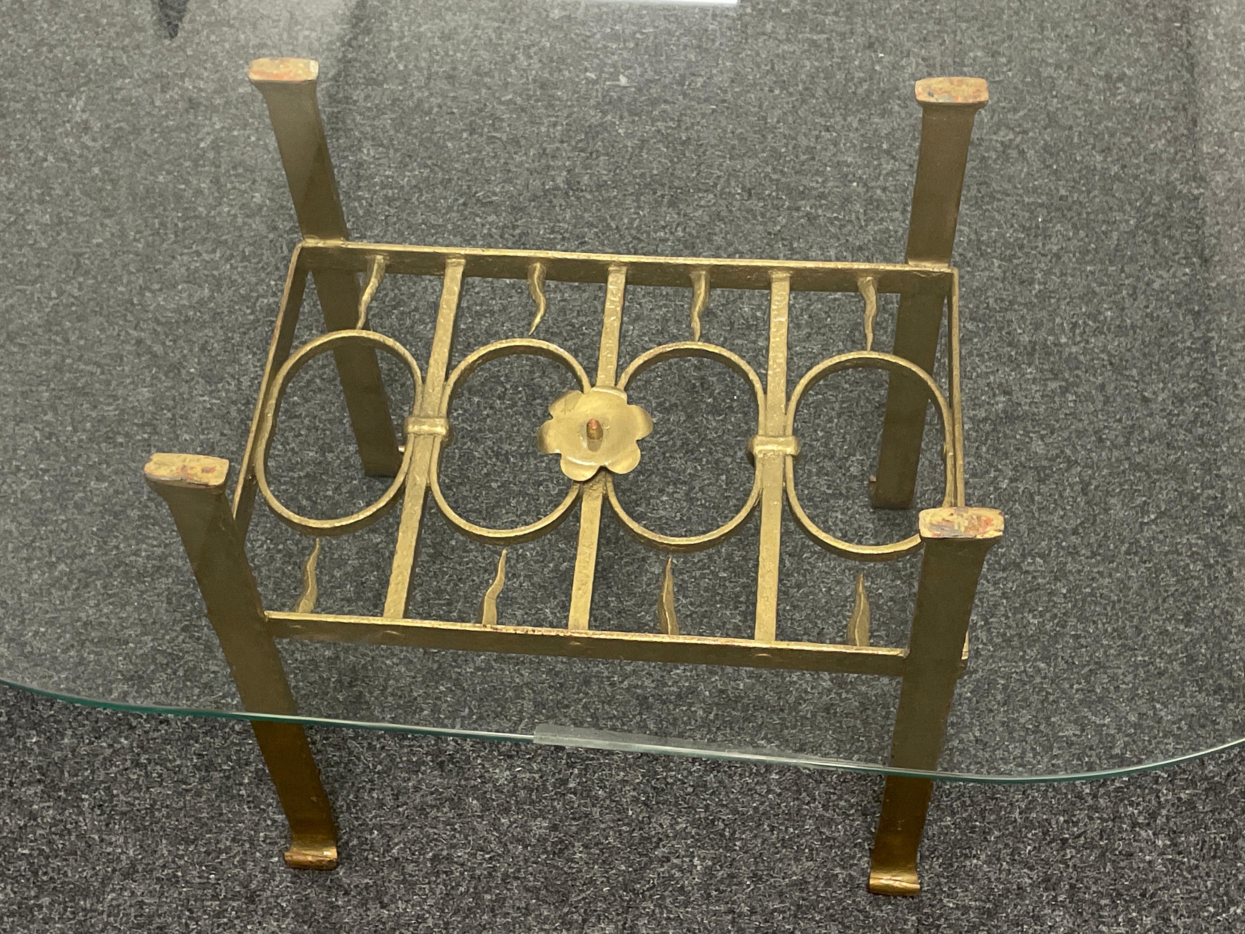 Brutalist Gilt Iron Coffee Table, Tole Toleware Style, German, 1960s For Sale 7