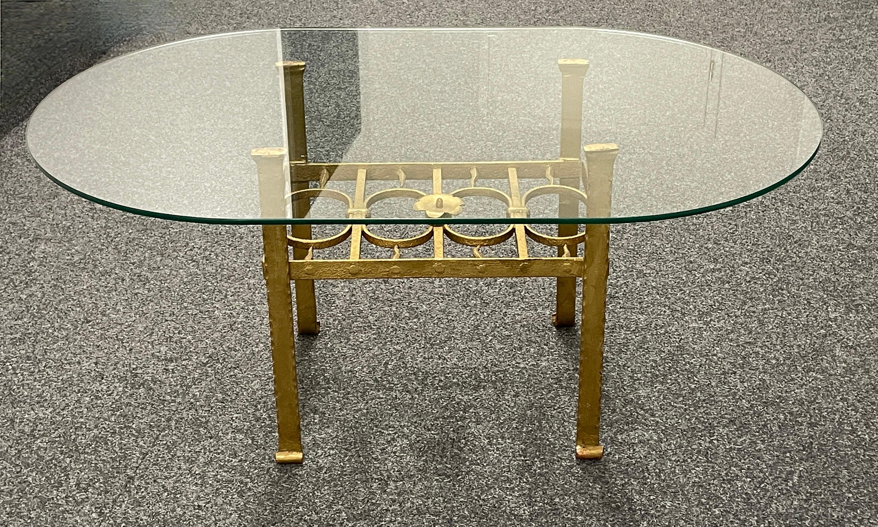 Mid-20th Century Brutalist Gilt Iron Coffee Table, Tole Toleware Style, German, 1960s For Sale