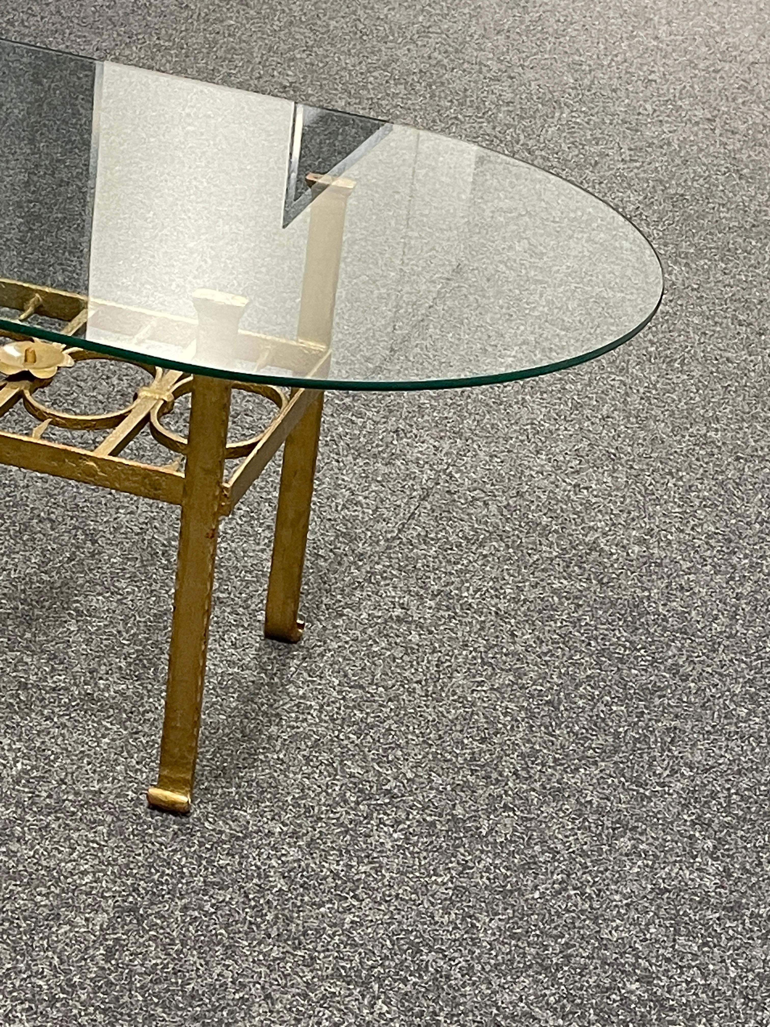 Brutalist Gilt Iron Coffee Table, Tole Toleware Style, German, 1960s For Sale 4