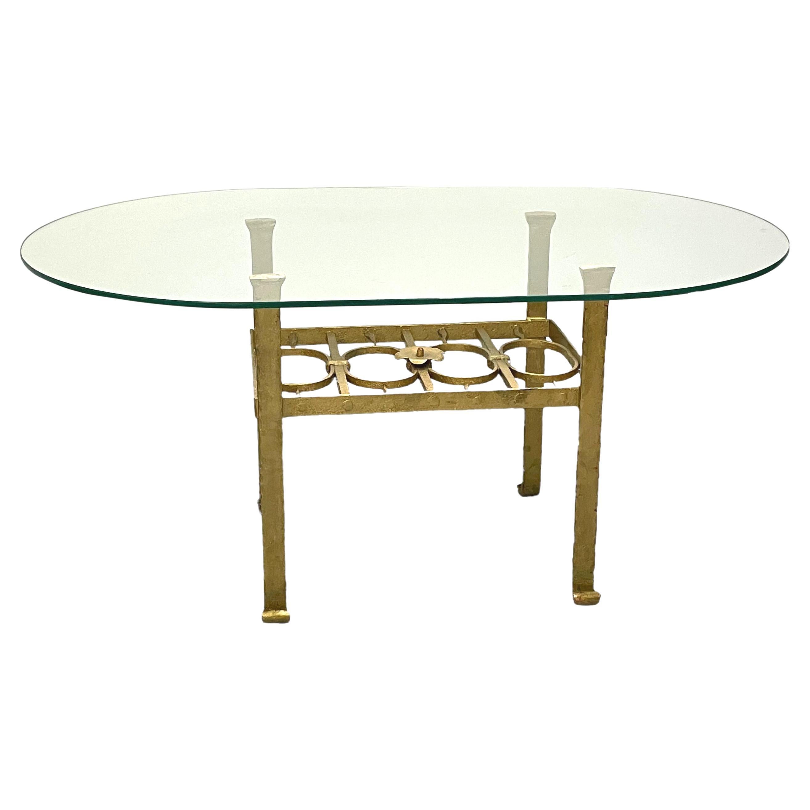 Brutalist Gilt Iron Coffee Table, Tole Toleware Style, German, 1960s For Sale