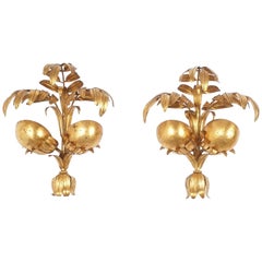 Brutalist Gilt Palm Wall Lamps, Germany, 1960 Brutalist Gilt Palm Wall Lamps, Germany, 1960