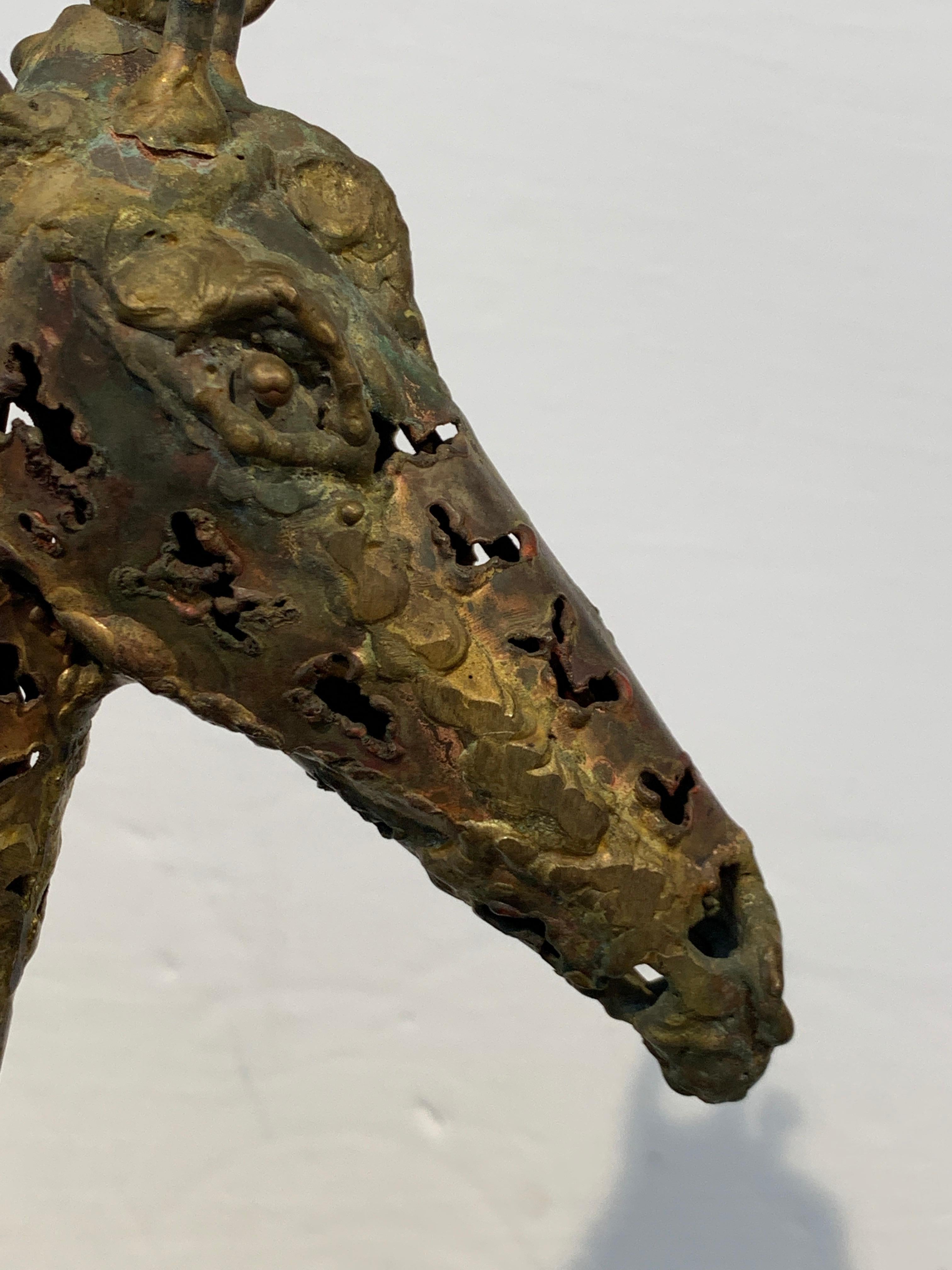 Brutalist Giraffe Mixed Metal Sculpture 3