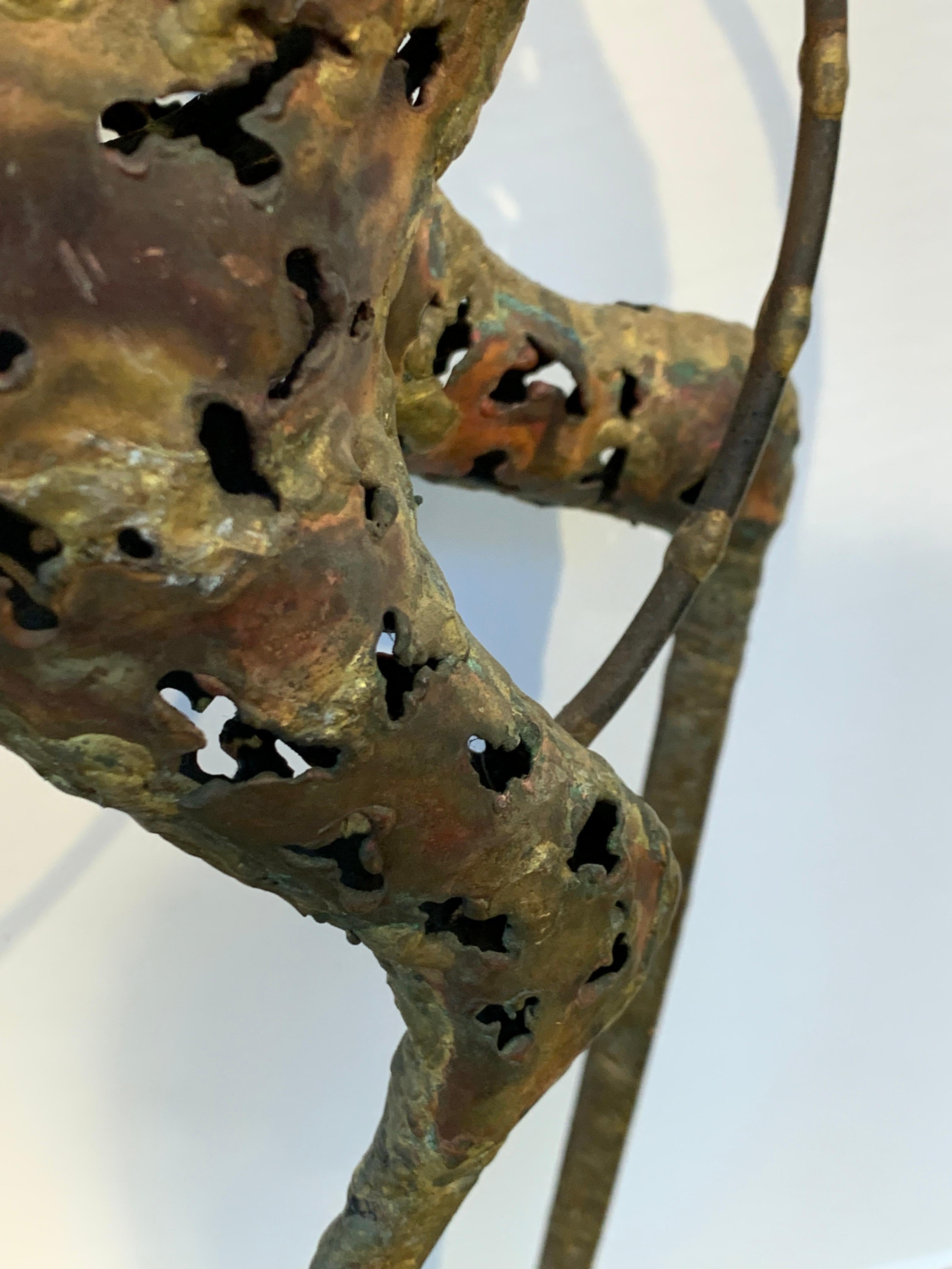 Hand-Crafted Brutalist Giraffe Mixed Metal Sculpture