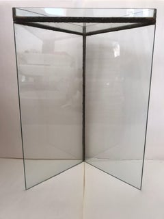 Brutalist Glass and Bronze Copper Occasional Side End or Drinks Table, 1970s