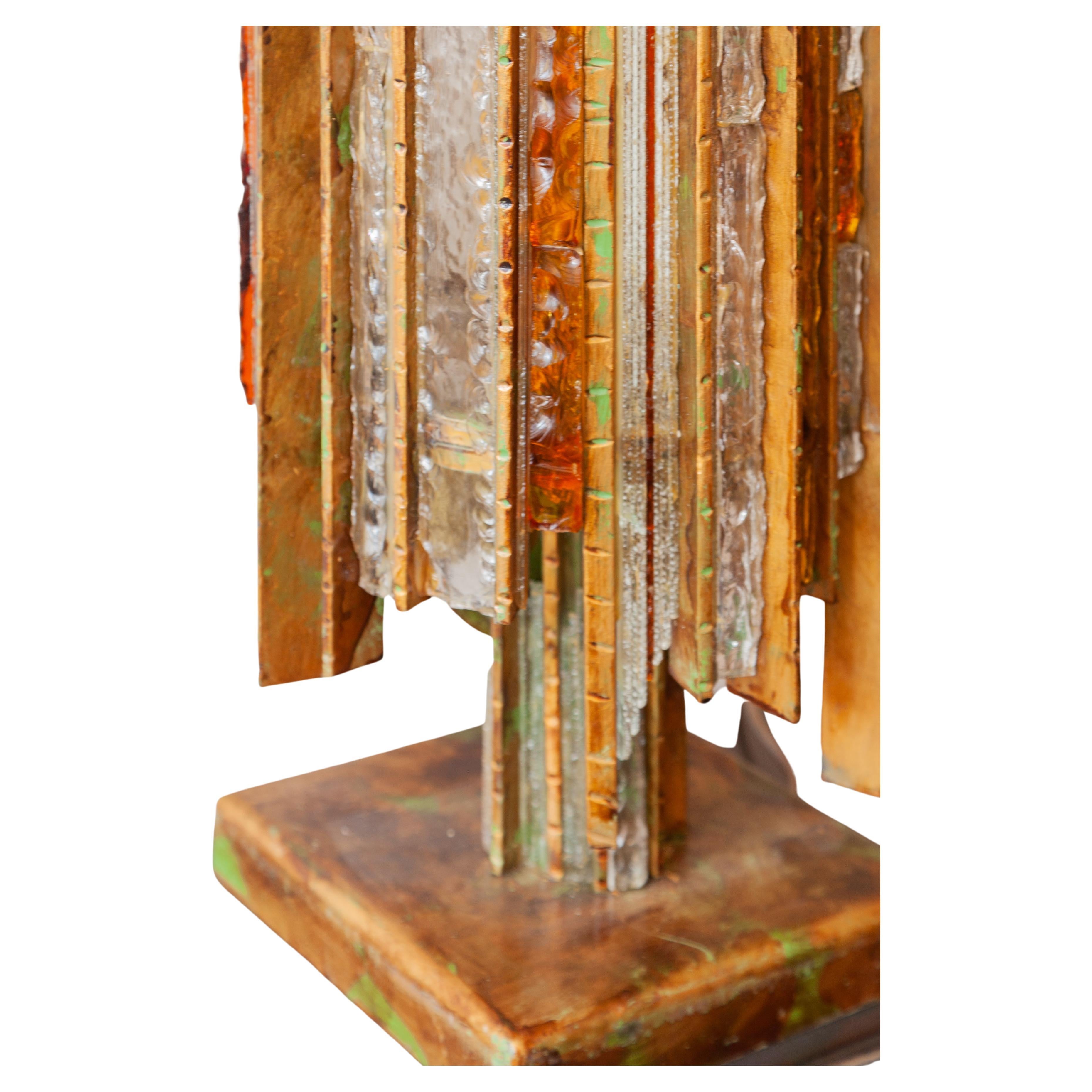 Brutalist Glass and Gilt Large Floor-Lamp, 1970s by Biancardi and Jordan Arte 2
