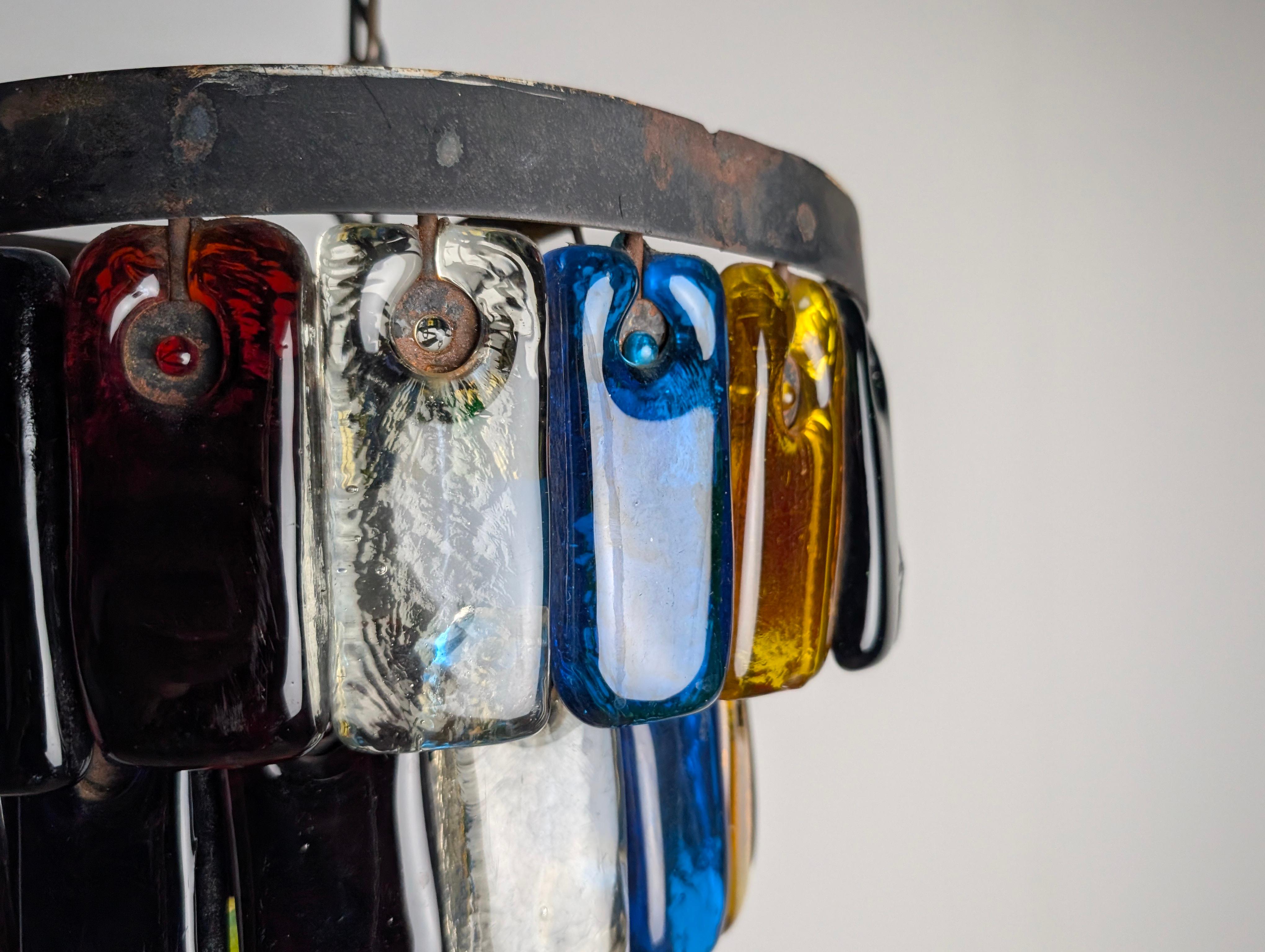 Lampadario brutalista in vetro e metallo di Felipe Derflingher per Feders, anni '60 In condizioni buone in vendita a Benalmadena, ES