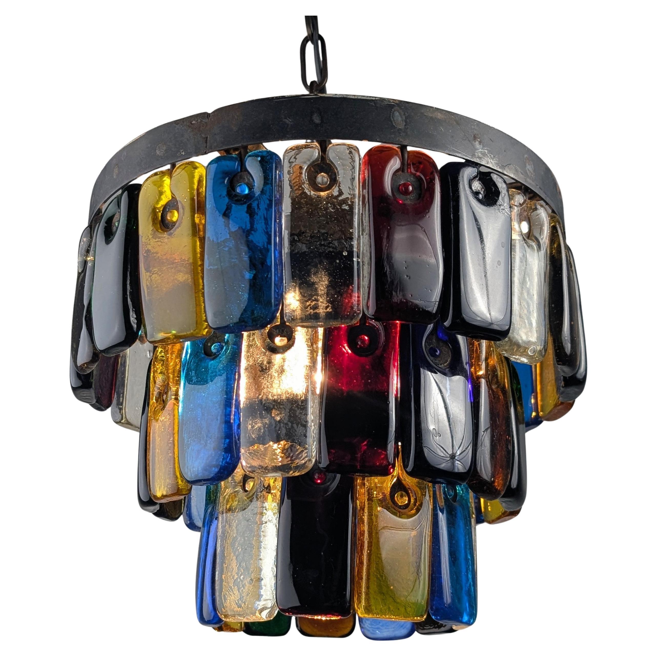 Lustre brutaliste en verre et métal par Felipe Derflingher pour Feders, 1960s