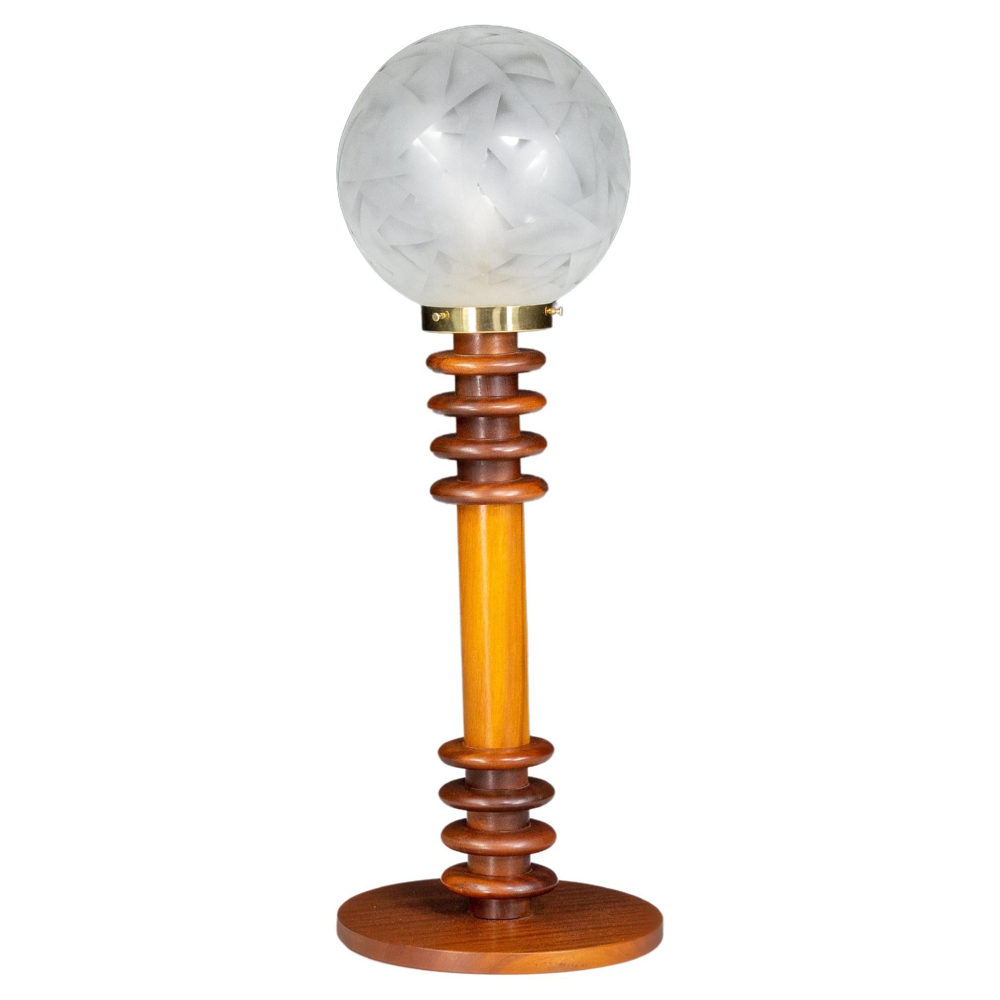 French Decorative Floor Lamp with Side Table in Lacquered Glass and